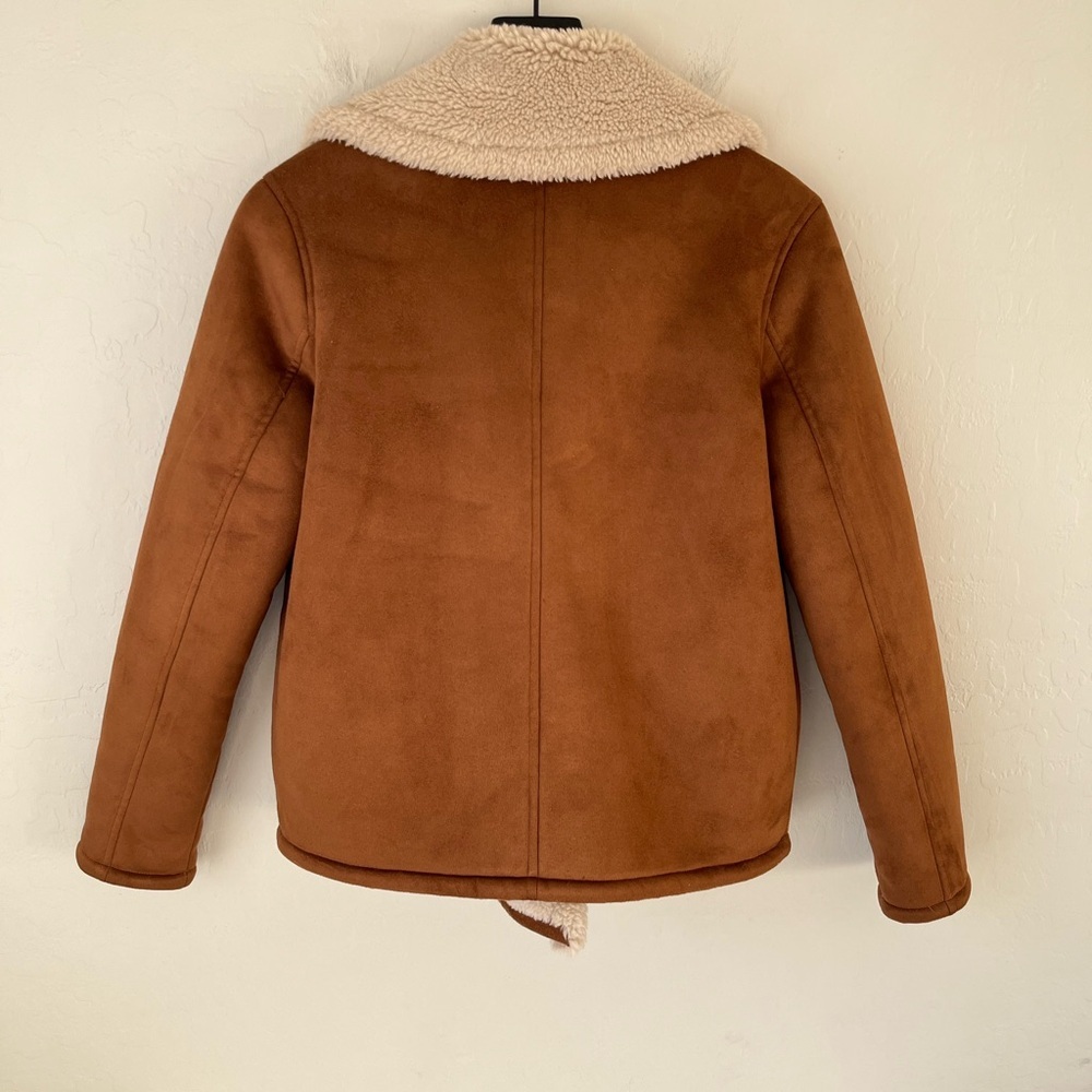 Mother Faux Shearling Peacoat Button Up Jacket Coat Tan Cream Size XS - Picture 4 of 8